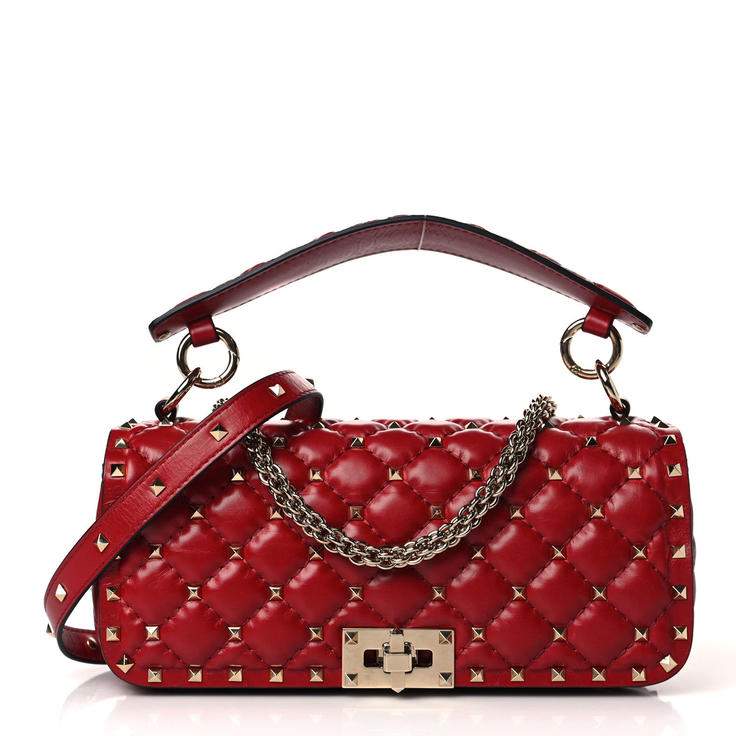 Valentino Garavani Calfskin Rockstud Spike Convertible Shoulder Bag Rosso Valentino 1 of 8