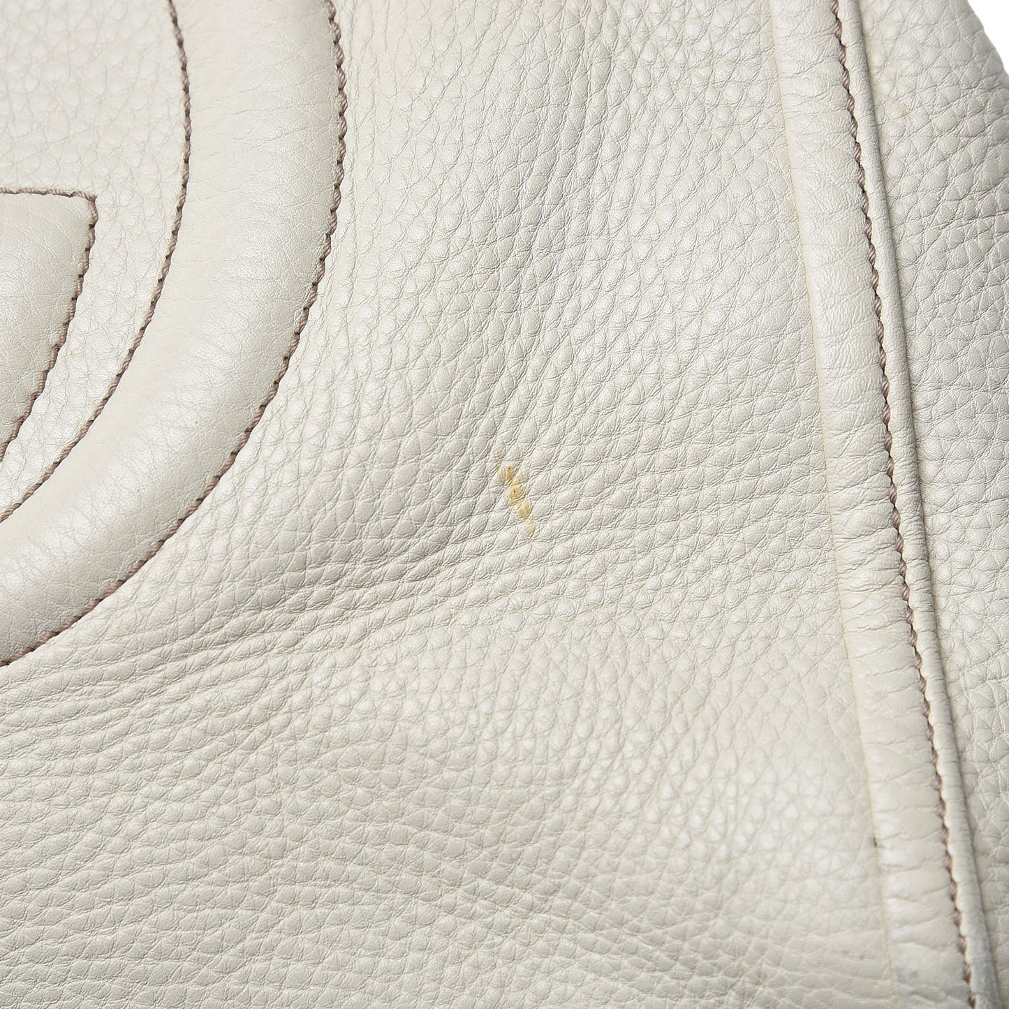 Pebbled Calfskin Medium Soho Shoulder Bag Off White