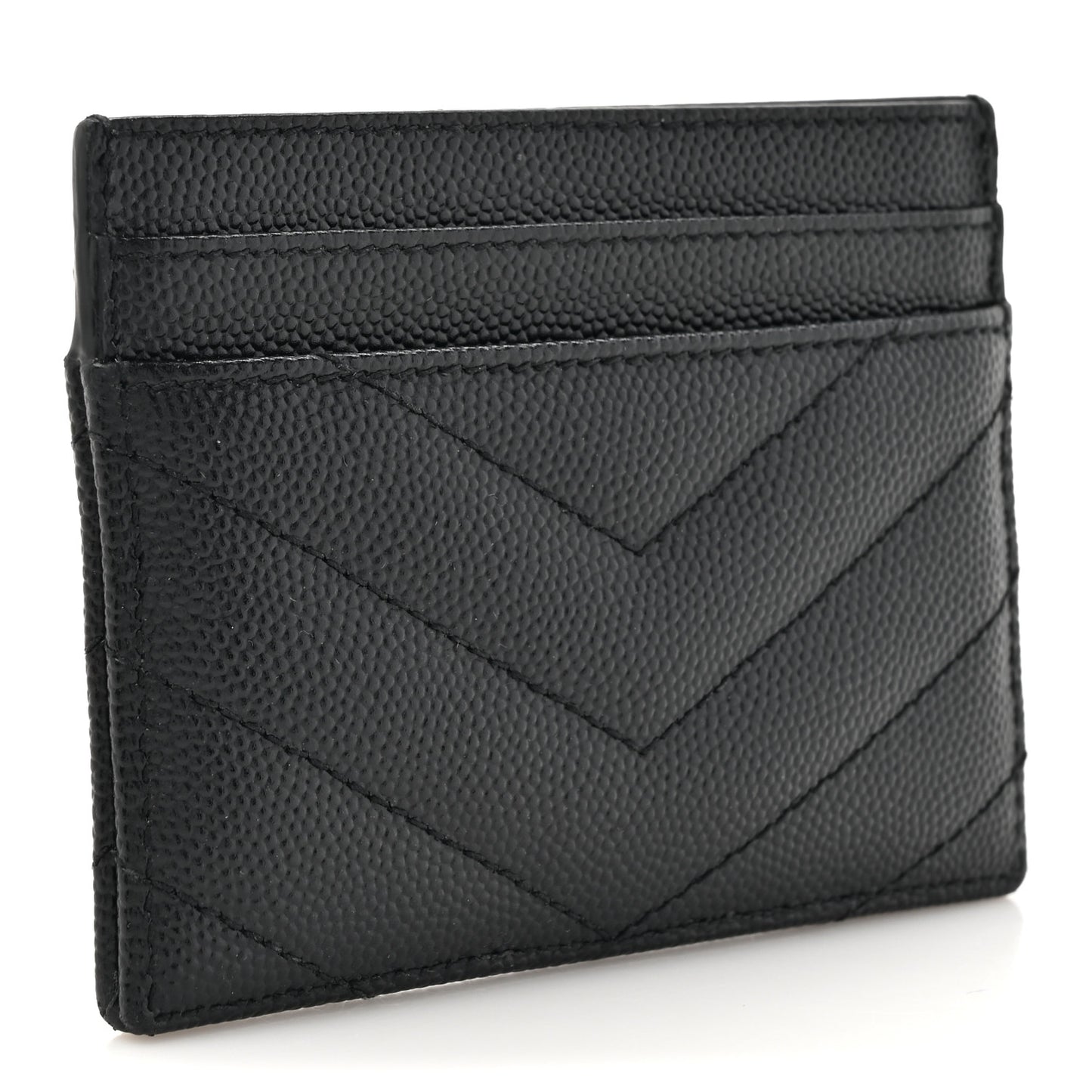 Grain De Poudre Matelasse Chevron Monogram Credit Card Case Black