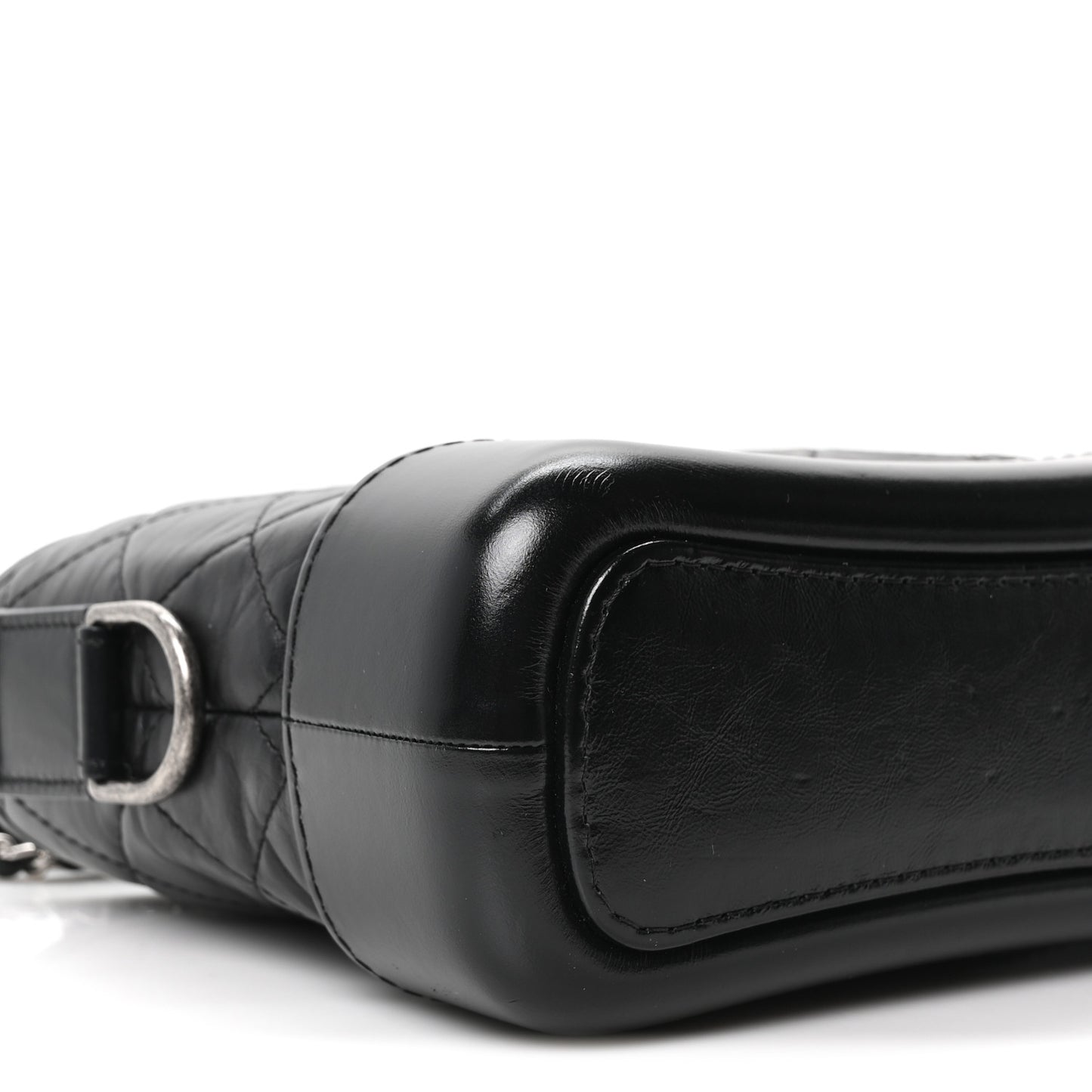 Aged Calfskin Quilted Small Gabrielle Hobo Black