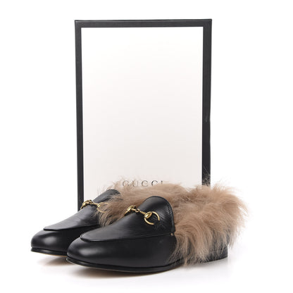 Gucci Malaga Kid Fur Womens Jordaan Loafers 35 Black Natural 8 of 8