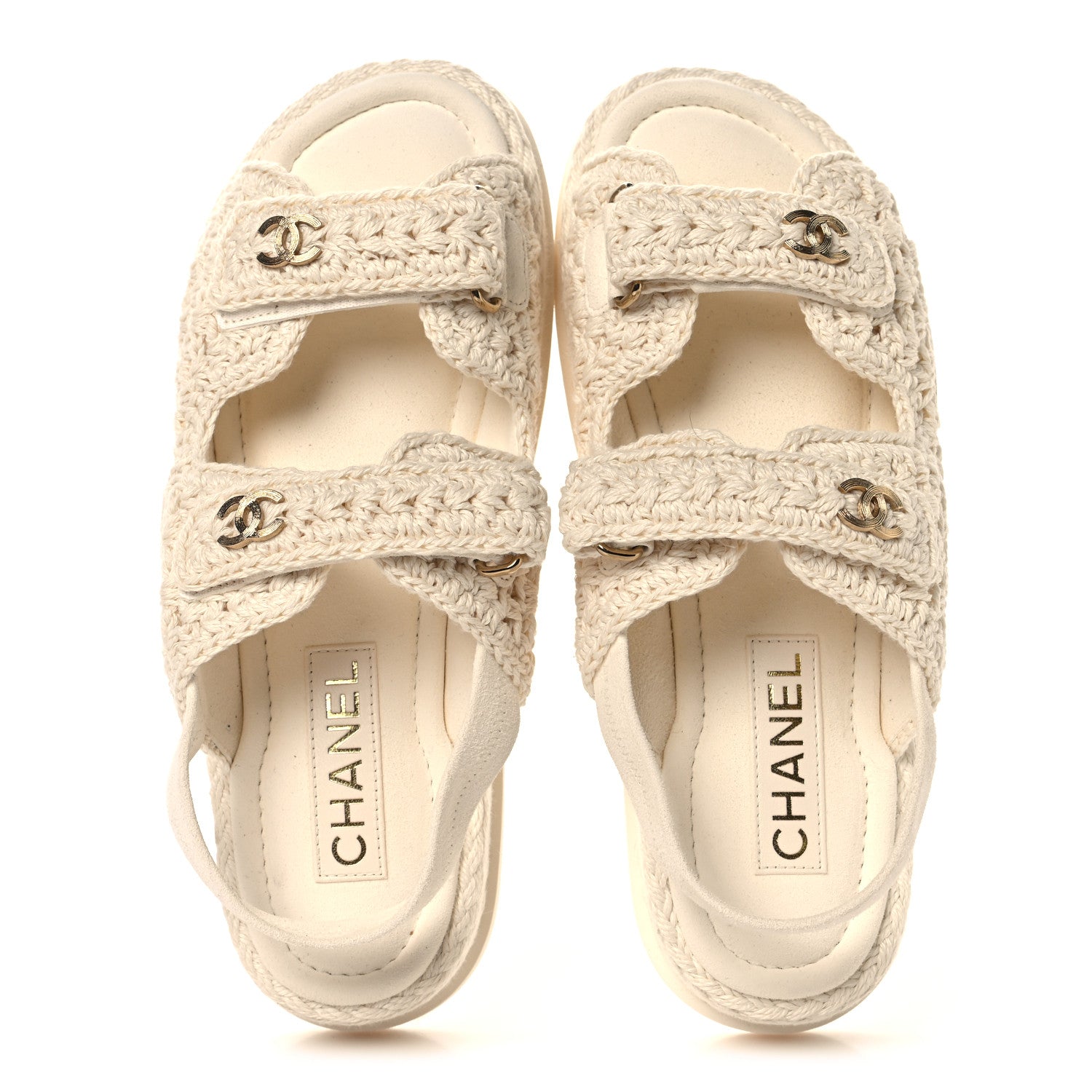 Chanel Crochet Velcro Dad Sandals 40 White 2 of 10