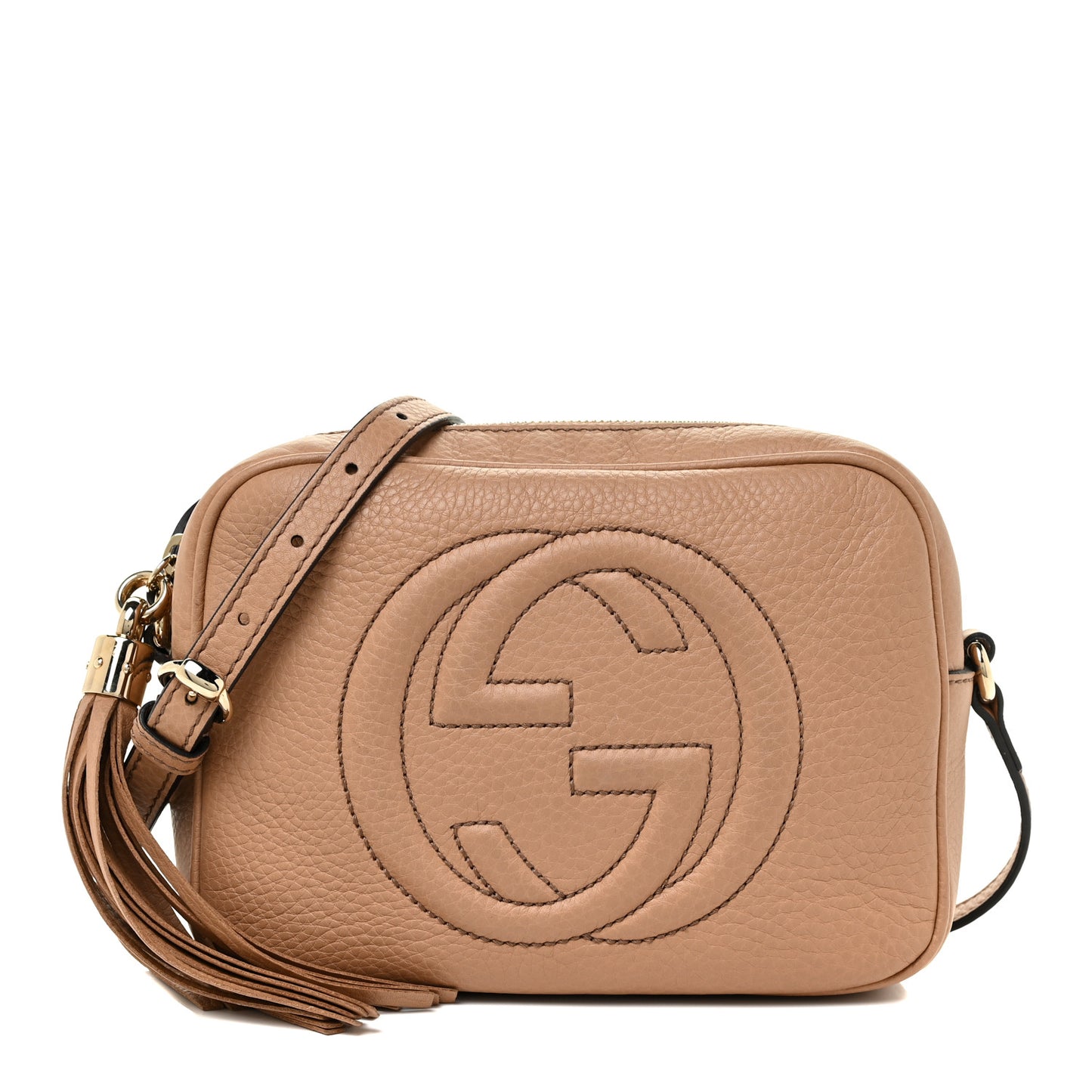 Pebbled Calfskin Small Soho Disco Bag Camelia