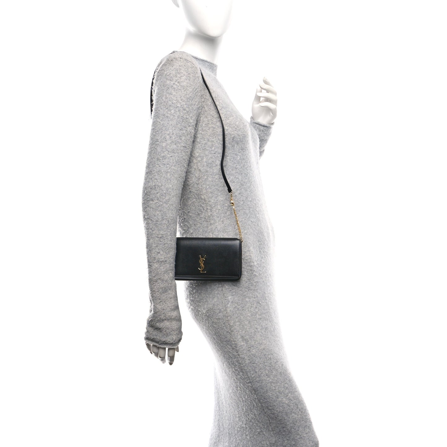 Smooth Calfskin Monogram Phone Holder Crossbody  Black