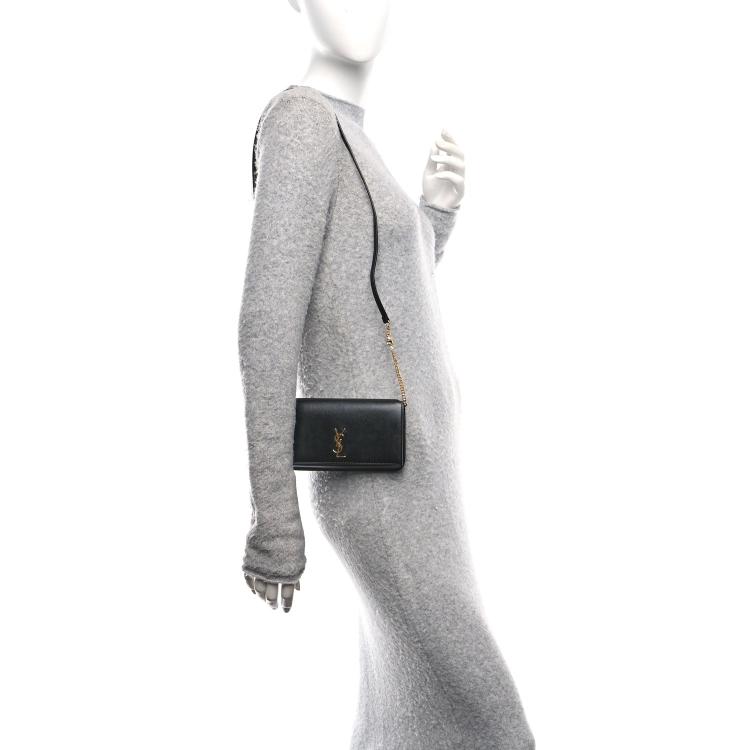 Saint Laurent Smooth Calfskin Monogram Phone Holder Crossbody  Black 2 of 10