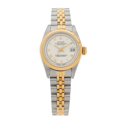 Rolex Stainless Steel 18K Yellow Gold 26mm Oyster Perpetual Datejust Watch White Roman 69173 1 of 4