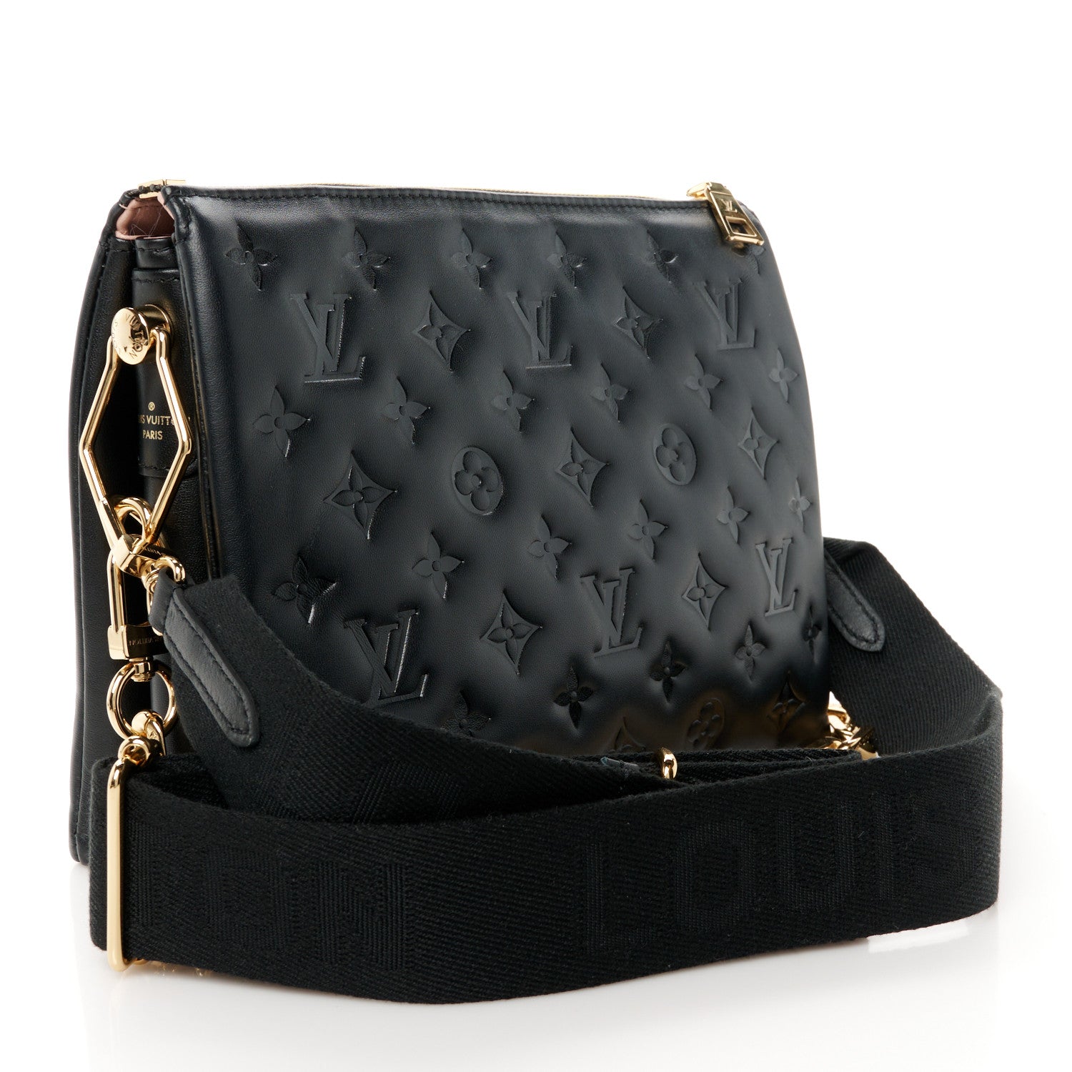 Louis Vuitton Lambskin Embossed Monogram Coussin PM Black 3 of 12