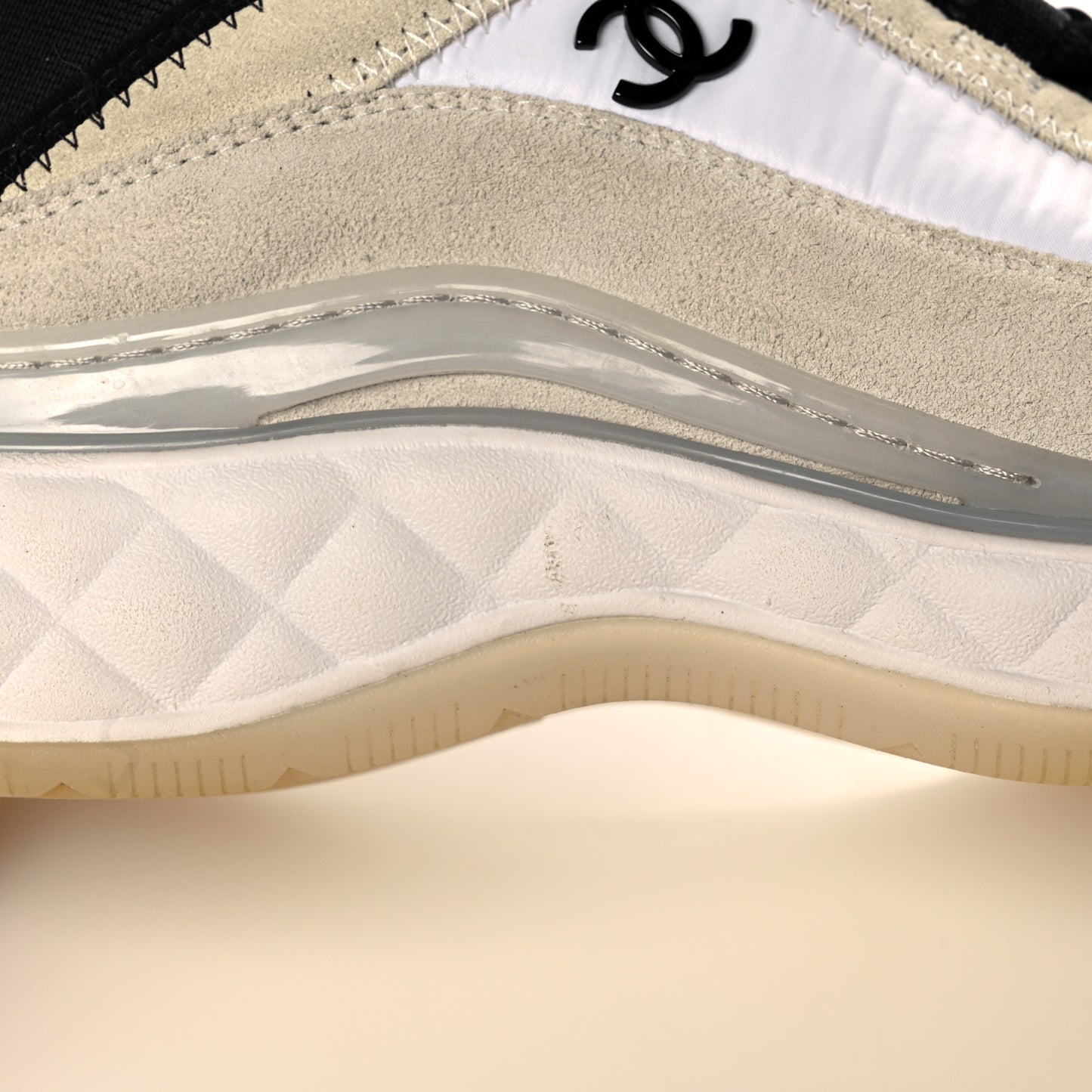 Suede Calfskin Mixed Fibers CC Sneakers 37 Beige