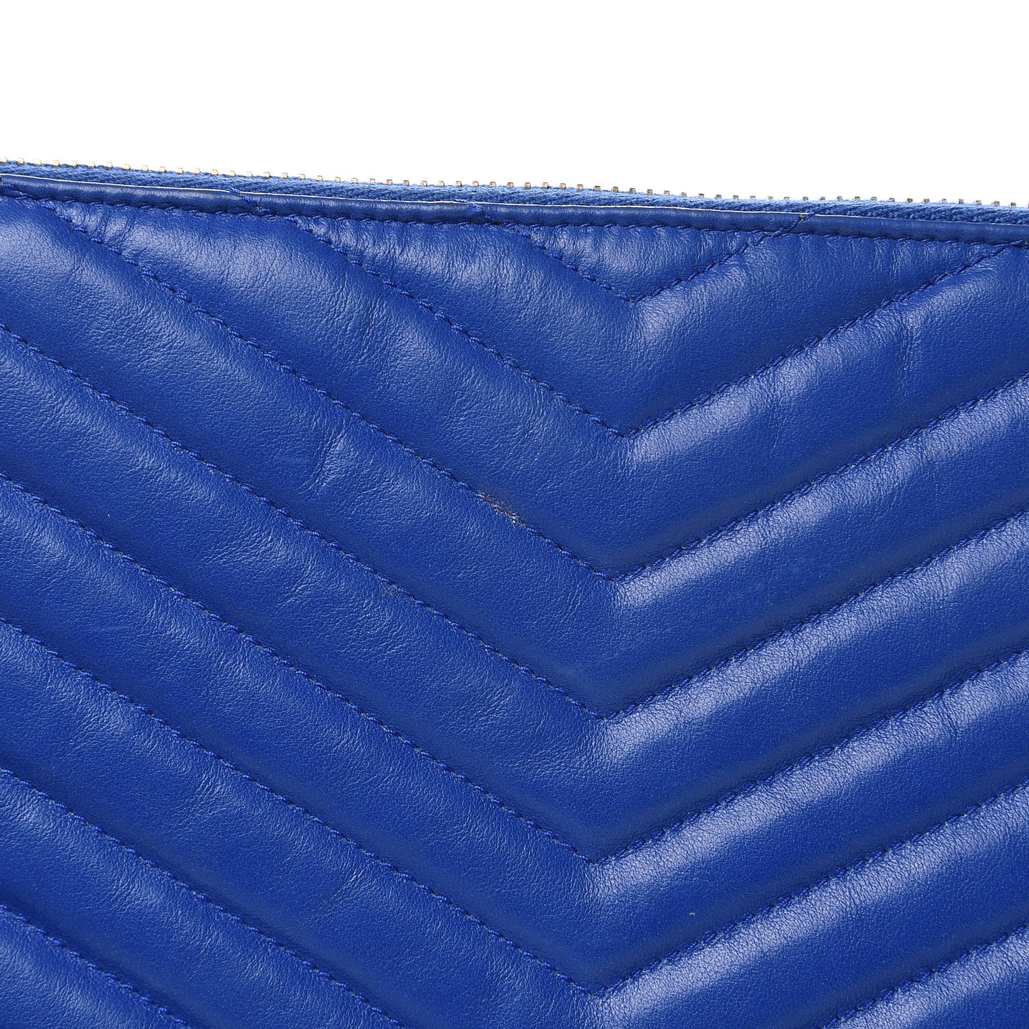 Calfskin Matelasse Chevron Monogram A5 Wristlet Blue Majorelle