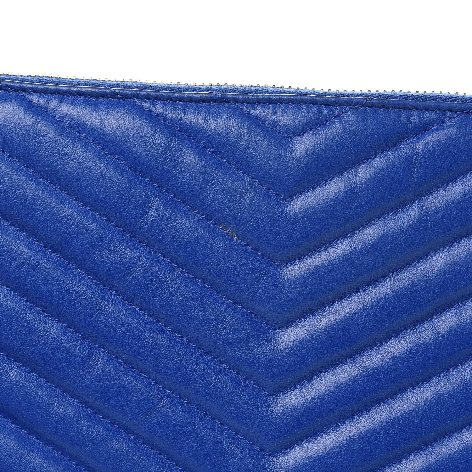 Saint Laurent Calfskin Matelasse Chevron Monogram A5 Wristlet Blue Majorelle 12 of 13