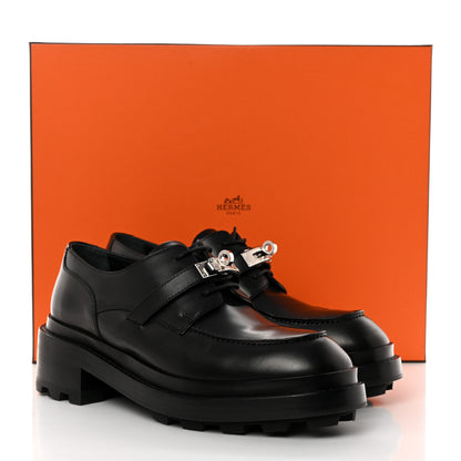 Hermes Glossed Calfskin First Oxford 39 Black 9 of 9