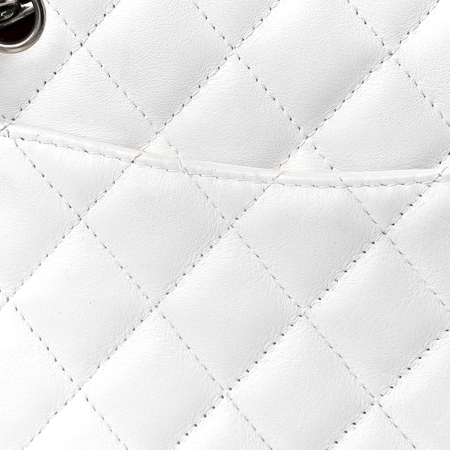 Calfskin Quilted Large Cambon Bowler White Black