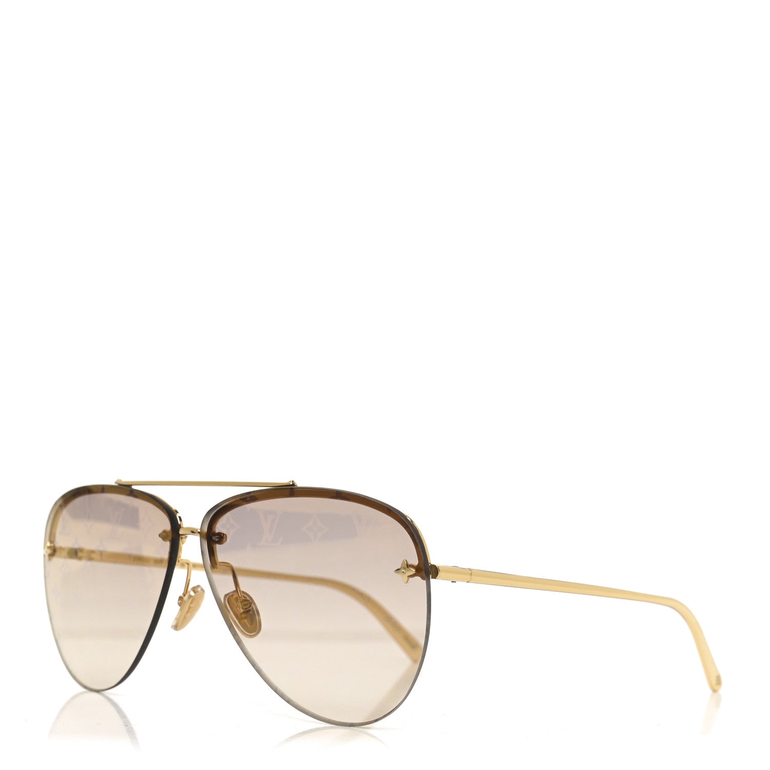 Louis Vuitton Metal Monogram LV Pilot Light Sunglasses Z1913U Gold Gradiant Brown 1 of 7