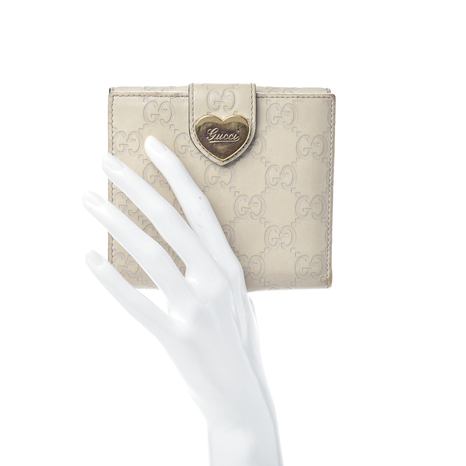 Gucci Guccissima Heart French Flap Wallet White 2 of 6