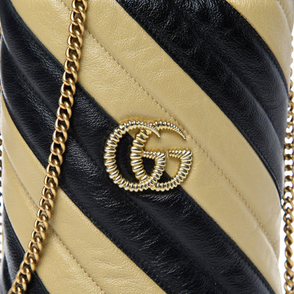 Gucci Azalea Calfskin Matelasse Diagonal Patchwork Mini Torchon GG Marmont 2.0 Bucket Bag Black Beige Romantic Cerise 10 of 11