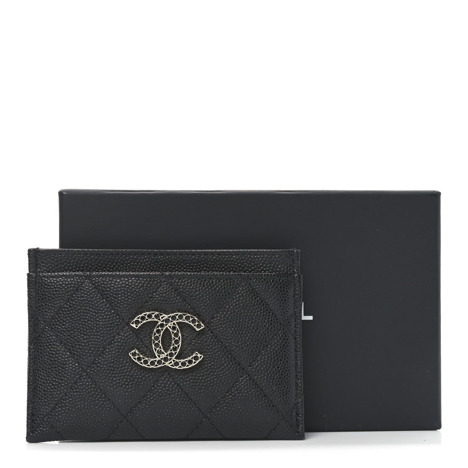Chanel Shiny Caviar Quilted Strass CC Card Holder Black 9 of 9