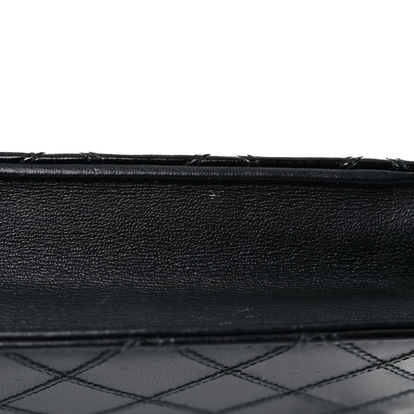 Lambskin Diamond Stitched Wallet On Chain WOC Black
