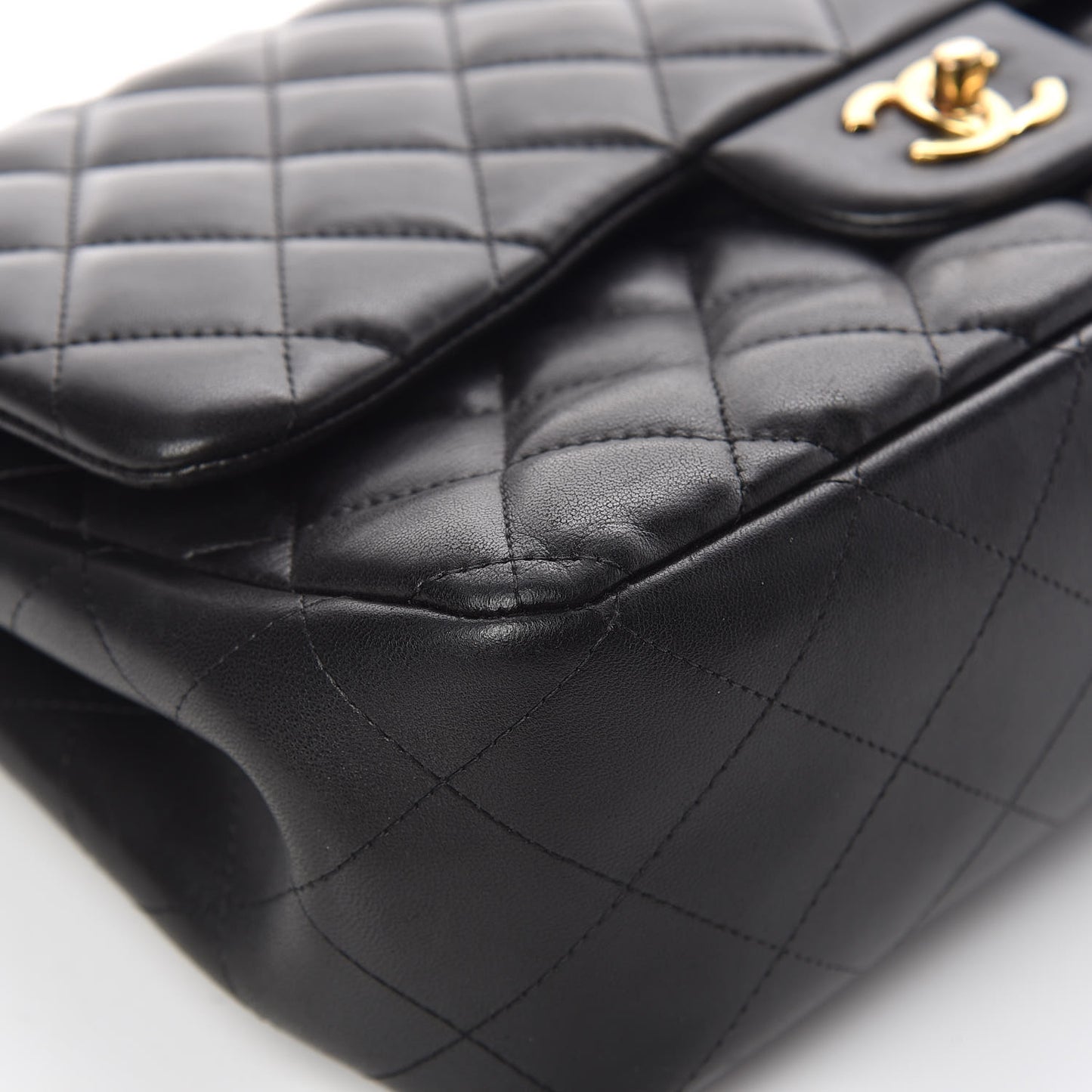 Lambskin Quilted Jumbo Double Flap Black