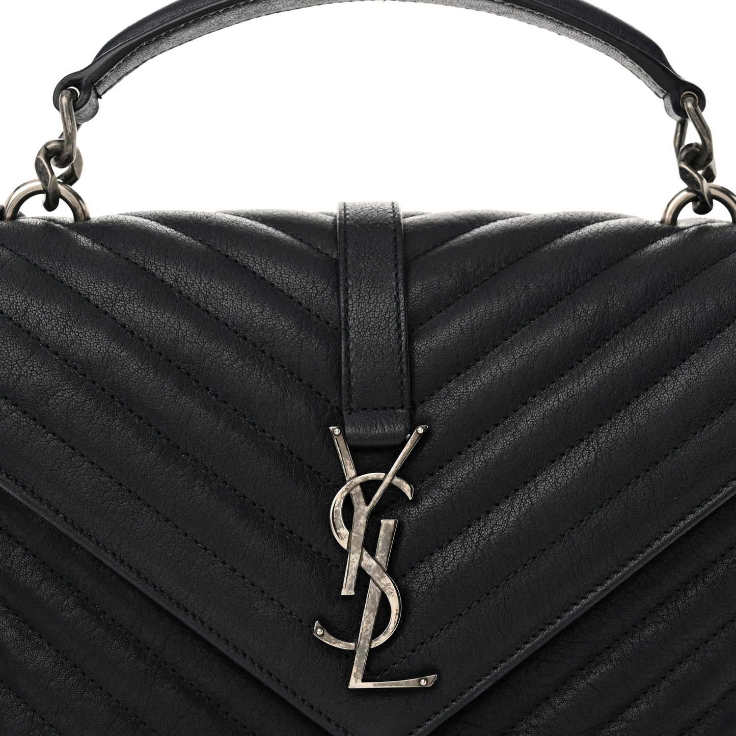 Sheepskin Matelasse Chevron Monogram Medium College Bag Navy