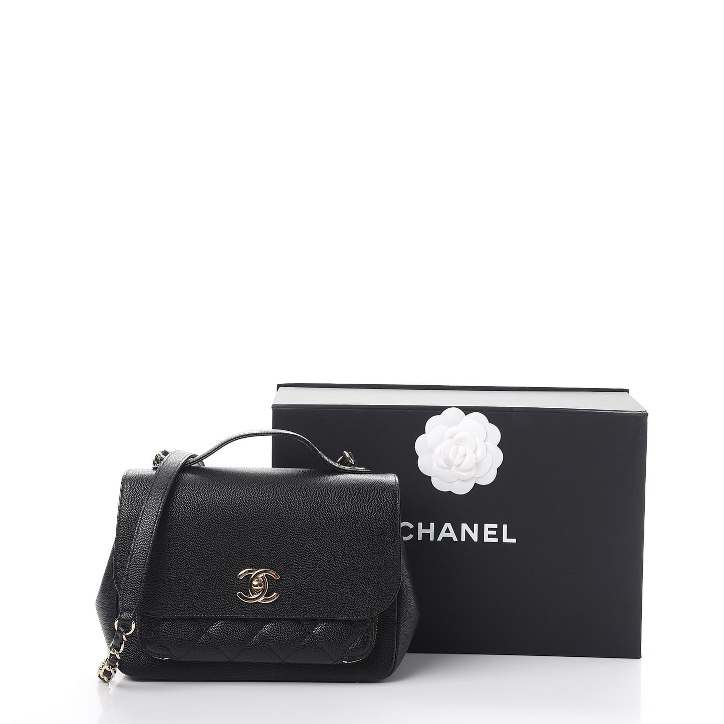 Caviar Quilted Small Business Affinity Flap Black