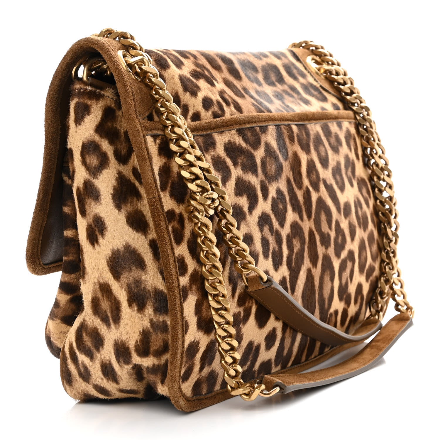 Saint Laurent Smooth Calfskin Canvas Leopard Print Medium Niki Chain Satchel Light Natural 3 of 9
