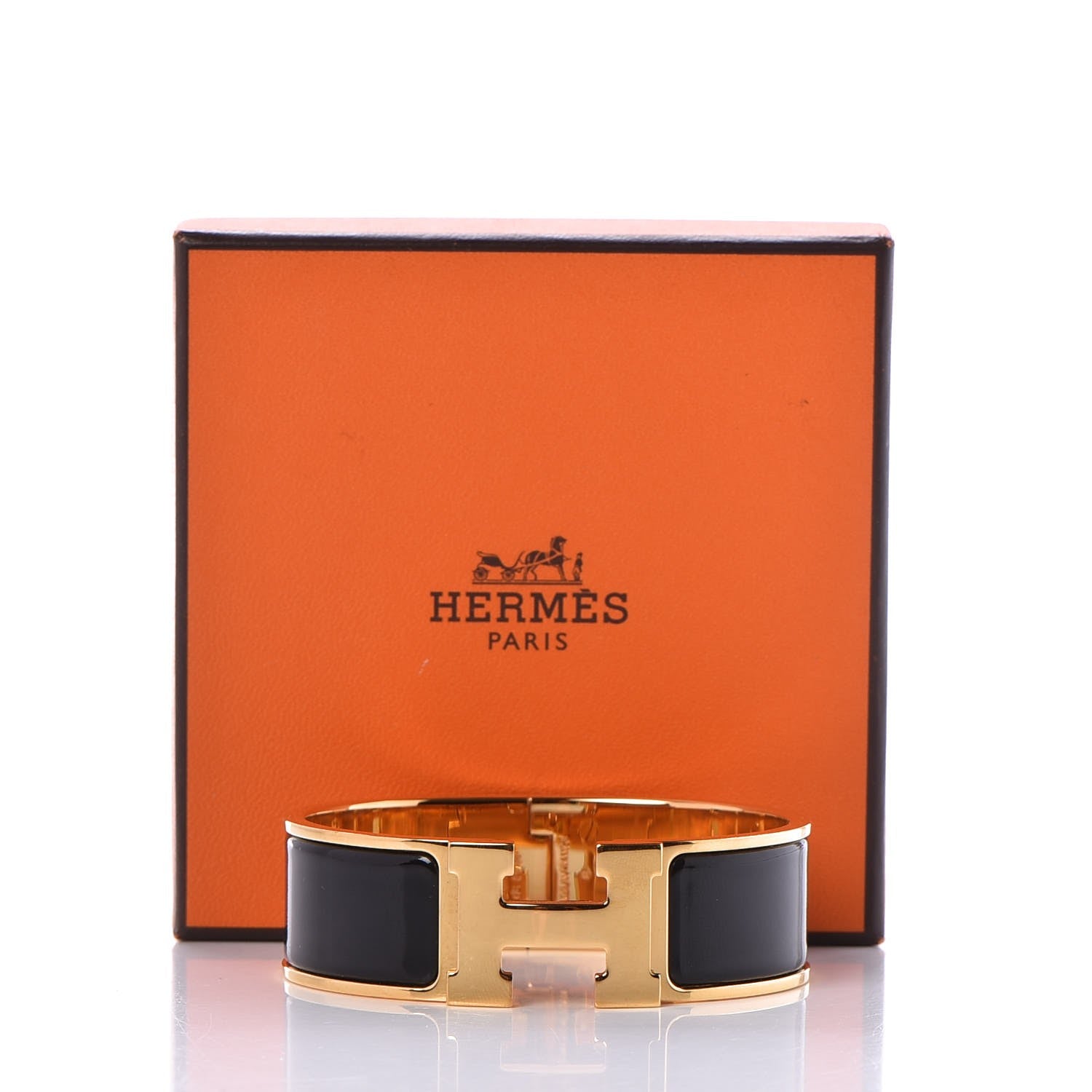 Hermes Enamel Wide Clic Clac H Bracelet GM Black 6 of 6