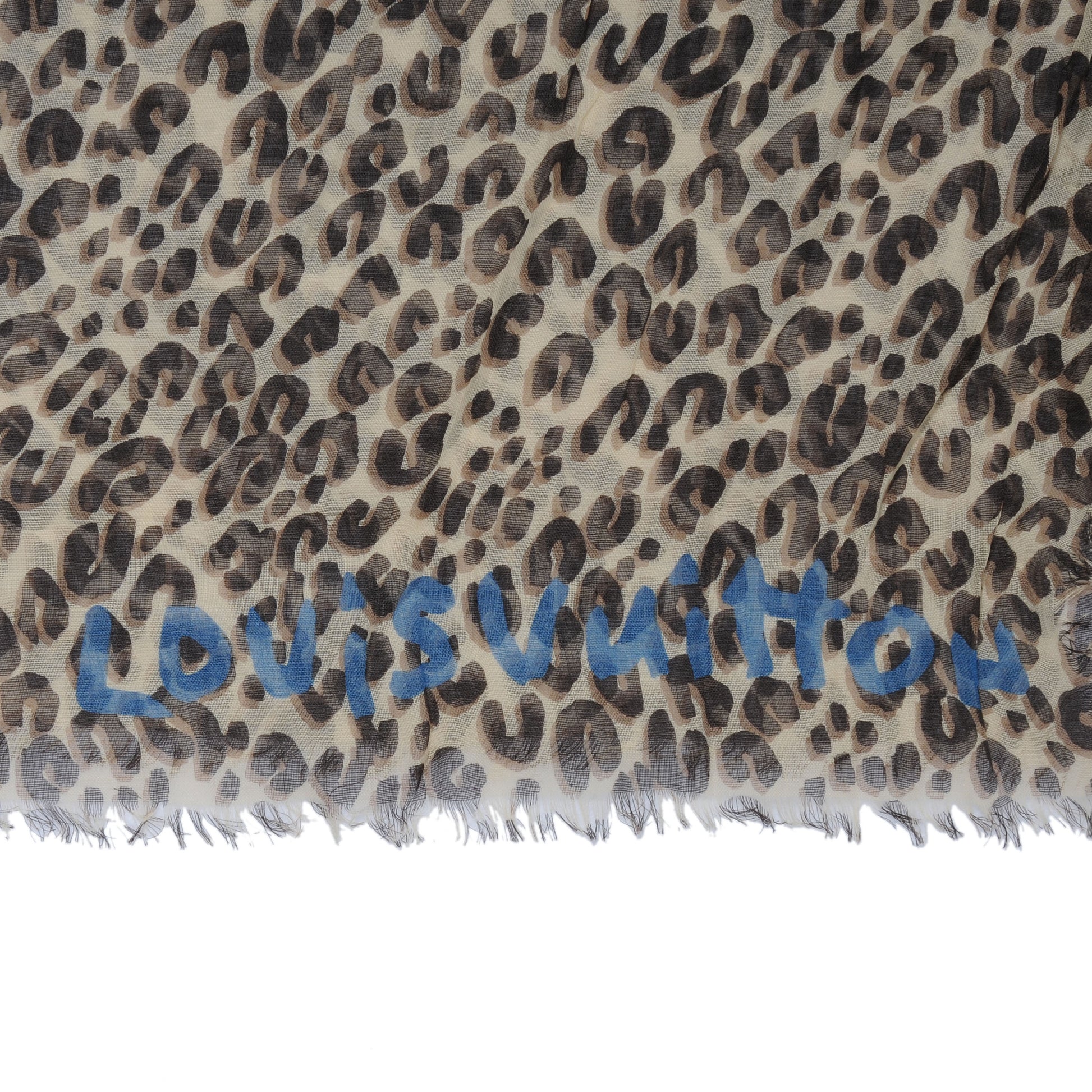 Louis Vuitton Cashmere Silk Leopard Stole Beige 4 of 6