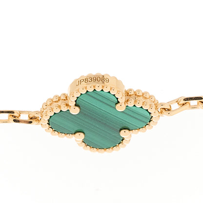 Van Cleef & Arpels 18K Yellow Gold Malachite 5 Motifs Vintage Alhambra Bracelet 4 of 5