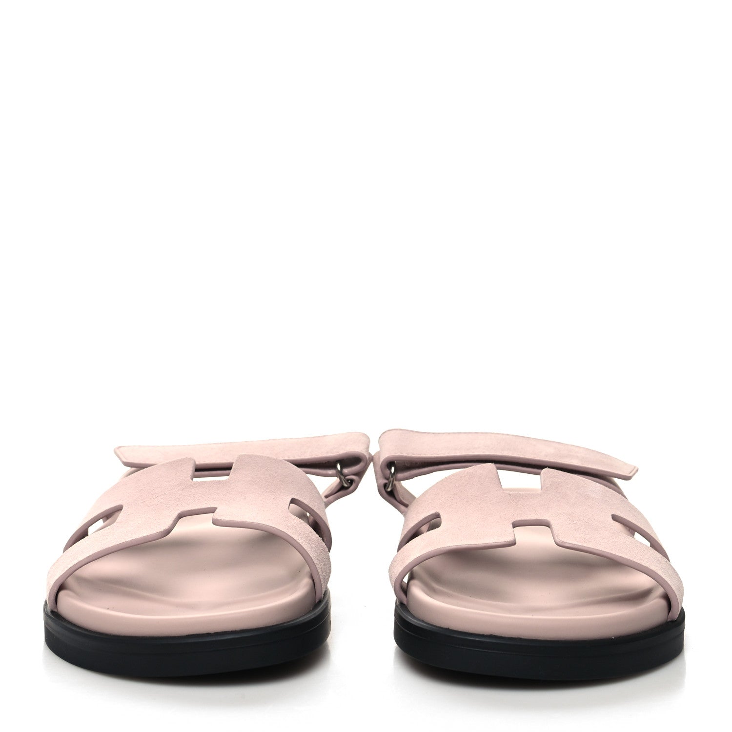 Hermes Suede Goatskin Womens Chypre Sandals 38.5 Rose Porcelaine 2 of 8