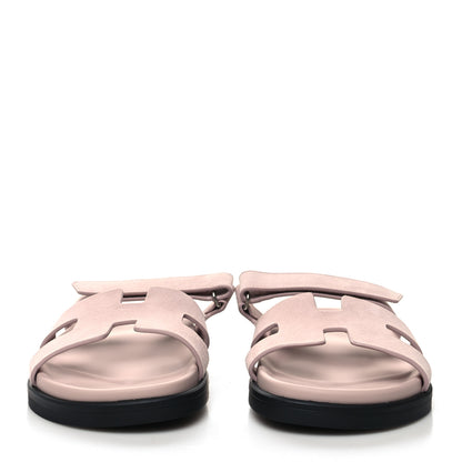 Hermes Suede Goatskin Womens Chypre Sandals 38.5 Rose Porcelaine 2 of 8