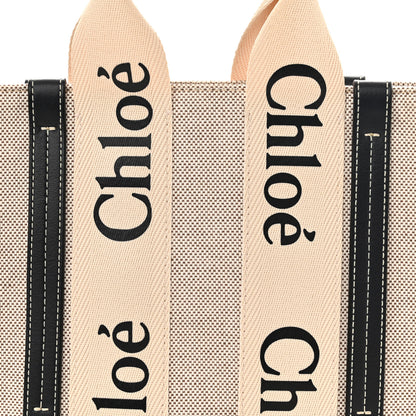 Chloe Cotton Calfskin Small Woody Ribbon Tote White Blue 8 of 10