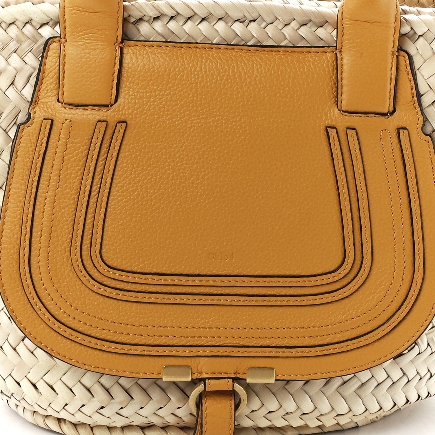 Chloe Raffia Small Grain Calfskin Medium Marcie Basket Yellow 8 of 11