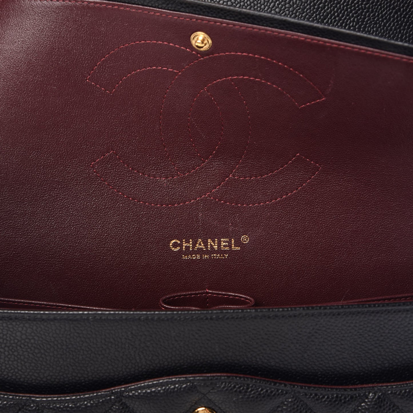 Caviar Quilted Jumbo Double Flap Black