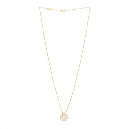 Van Cleef & Arpels 18K Yellow Gold Mother of Pearl Vintage Alhambra Pendant Necklace 2 of 5