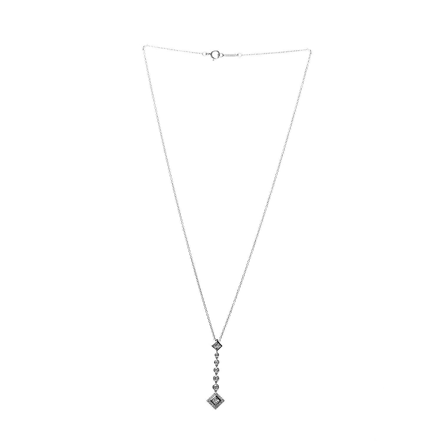 Platinum Diamond Grace Drop Pendant Necklace