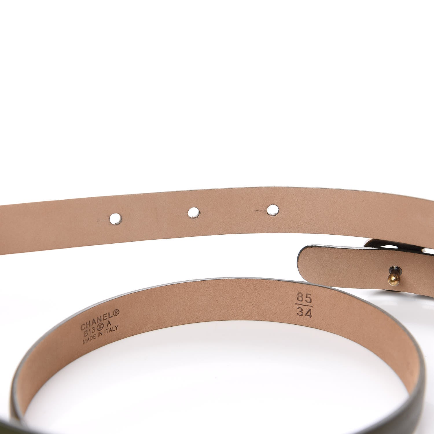 Chanel Grained Calfskin CC Belt 85 34 Green 3 of 4