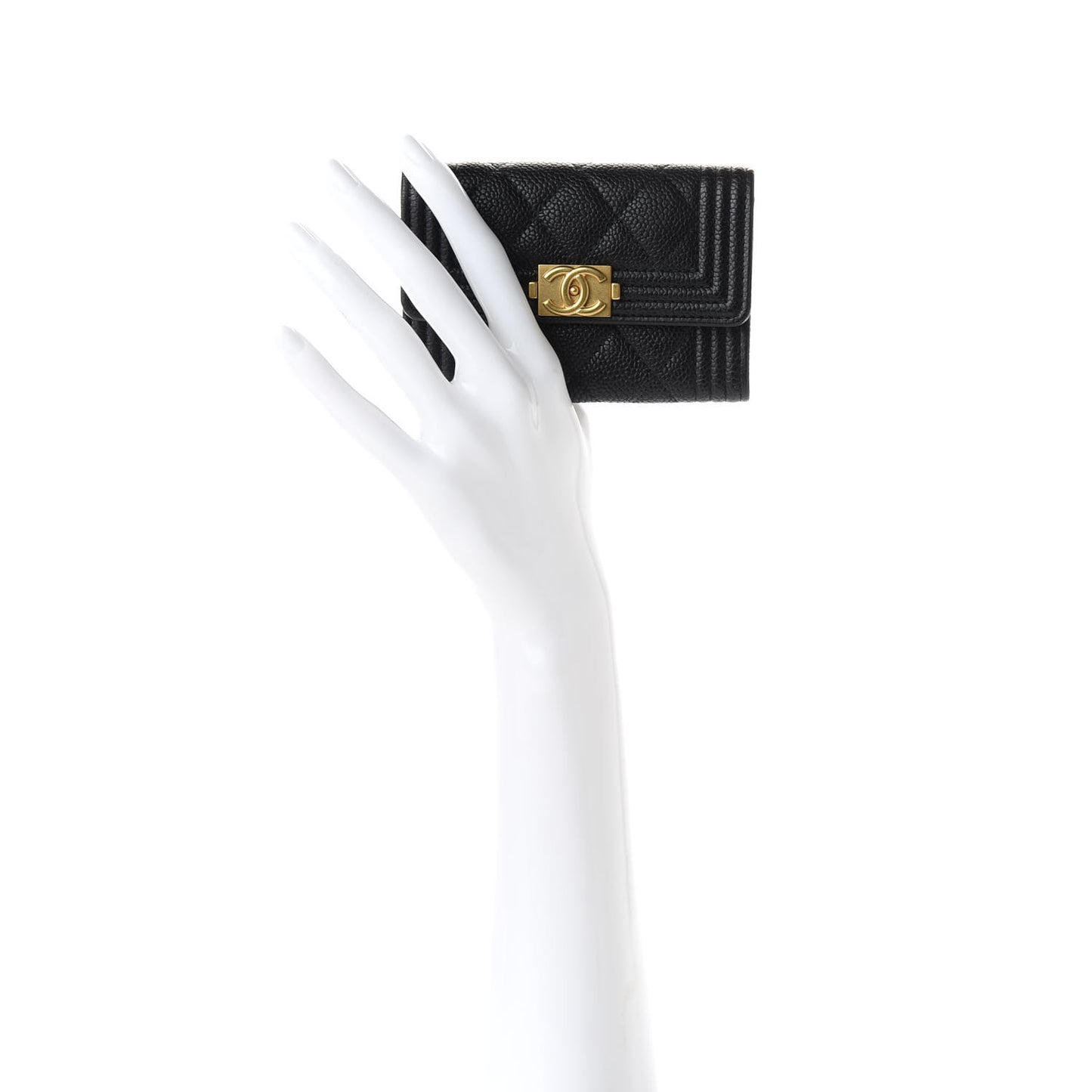 Caviar Quilted Boy Flap Card Holder Black