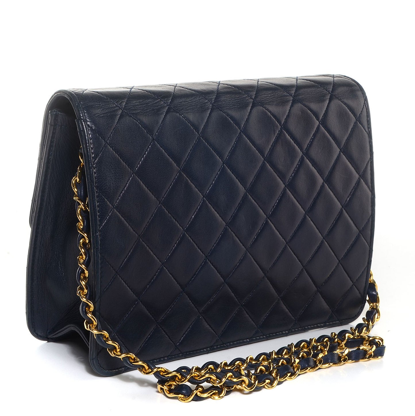 Lambskin Small Single Flap Navy