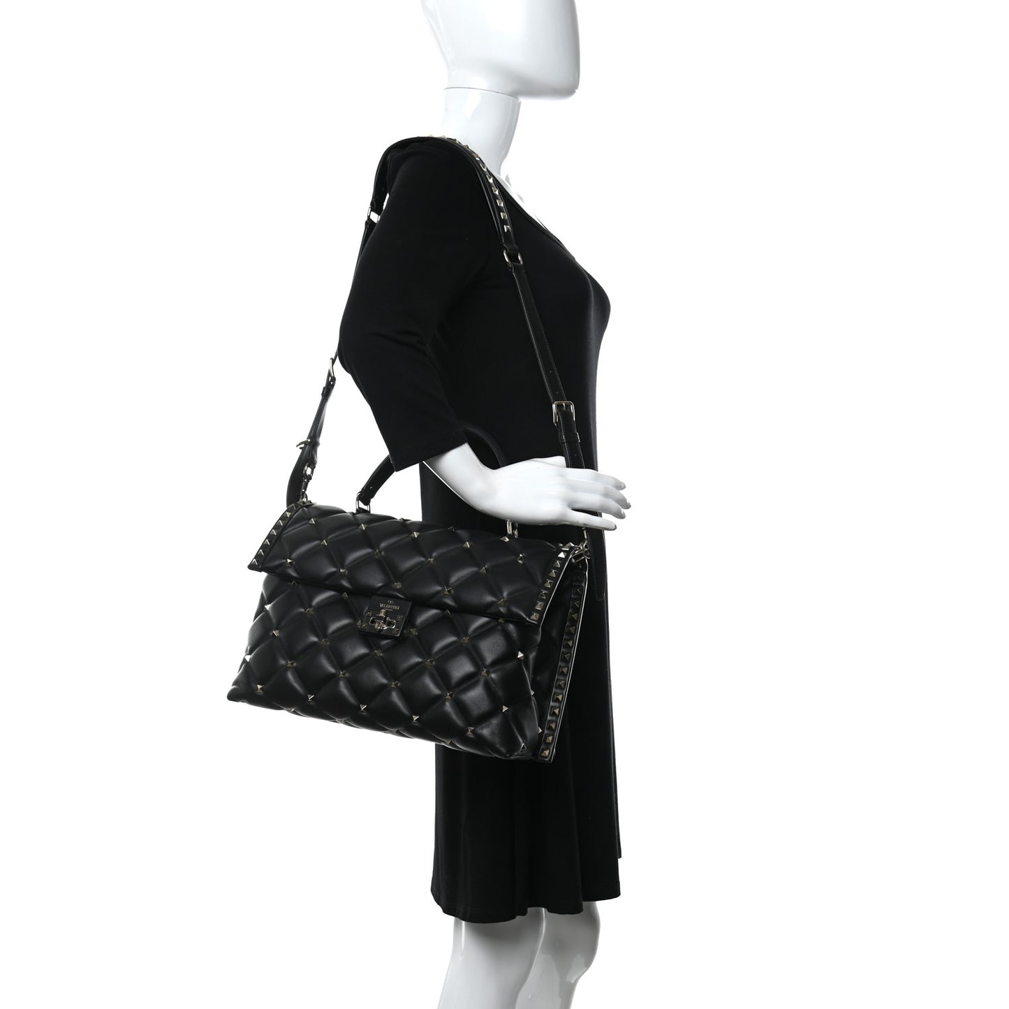 Nappa Large Candystud Top Handle Bag Black