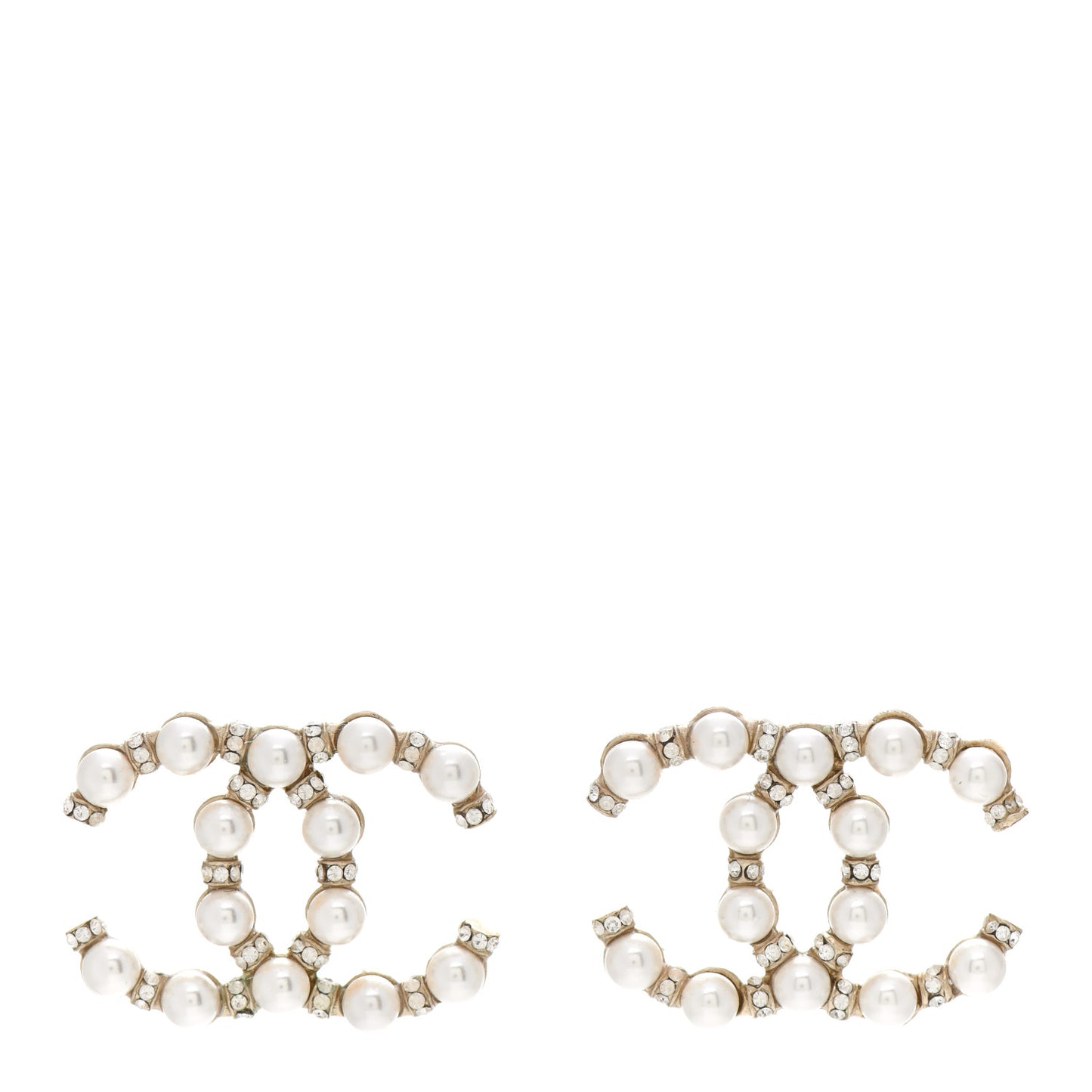Pearl Crystal Nefertiti CC Earrings Gold