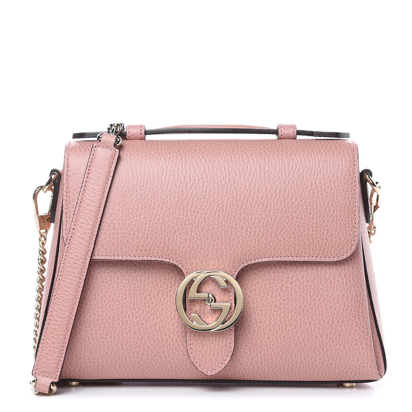 Dollar Calfskin Interlocking G Top Handle Shoulder Bag Soft Pink