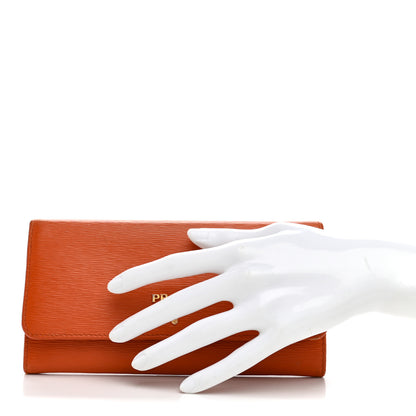 Prada Vitello Move Continental Flap Travel Wallet Papaya 2 of 15