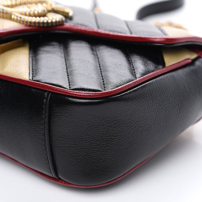 Gucci Azalea Calfskin Matelasse Diagonal Patchwork Mini Torchon GG Marmont Shoulder Bag Black Beige Romantic Cerise 8 of 9