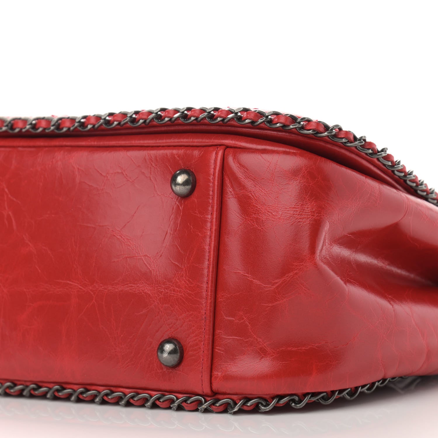 Chanel Glazed Calfskin Quilted Small CC Enchained Accordion Flap Red 5 of 10