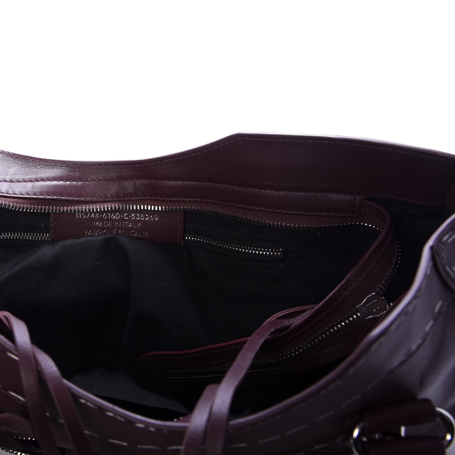 Calfskin Topstitch Classic Silver Hardware City Rouge Lie De Vin