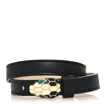 Bulgari Calfskin Serpenti Forever Double Coil Bracelet Black 1 of 5
