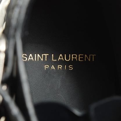 Saint Laurent Smooth Calfskin Studded Strap Ranger Boots 37 Black 7 of 8
