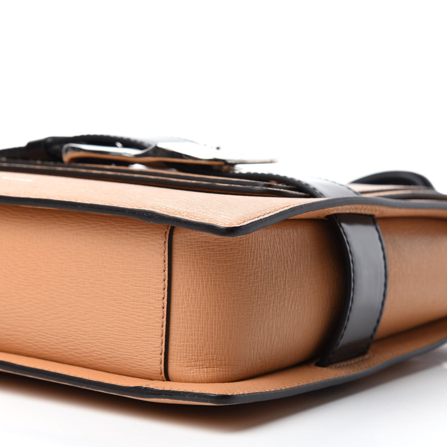 Embossed Grained Calfskin Buckle Trapeze Bag Butter Rum