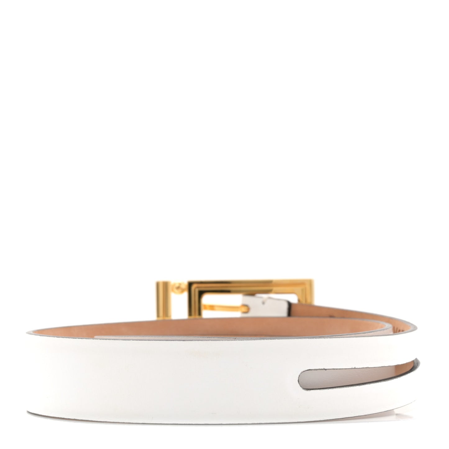 Calfskin La Medusa Skinny 75 30 Belt White