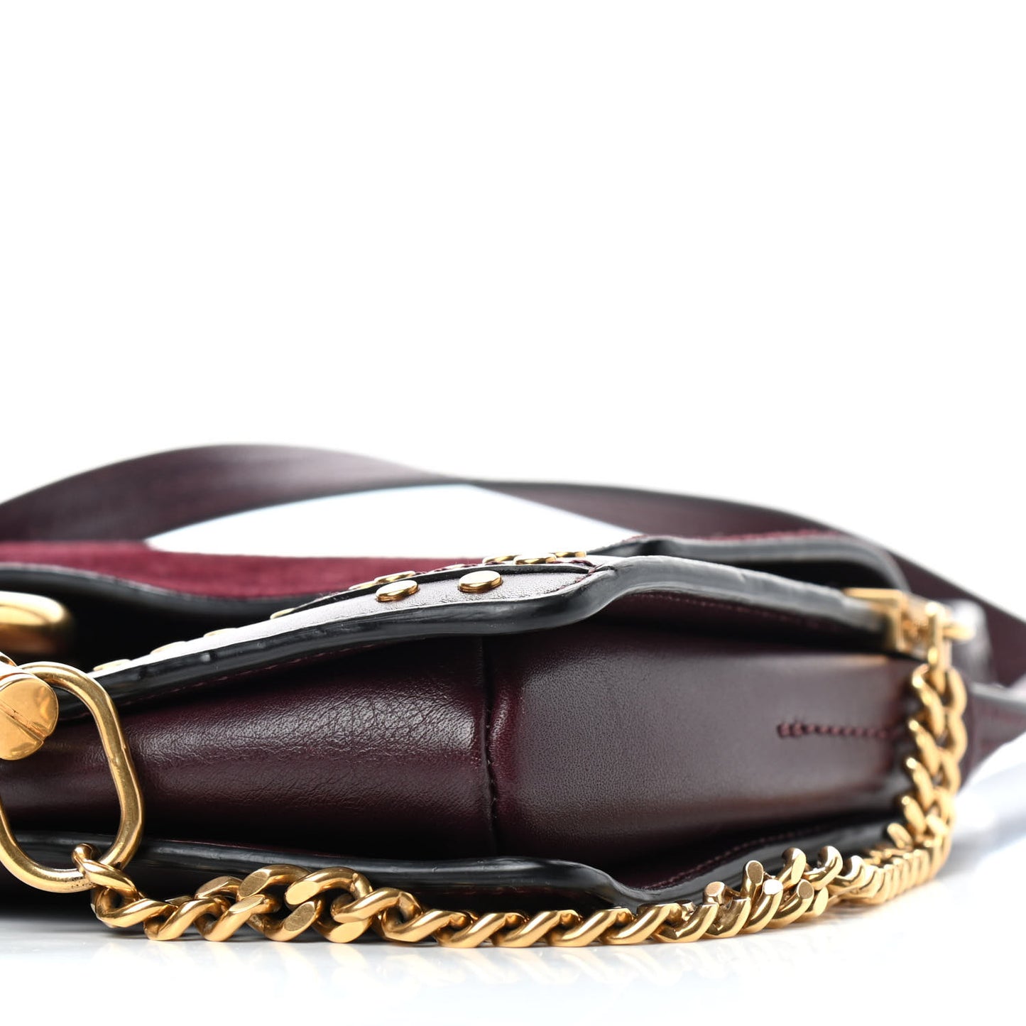Suede Calfskin Studded Small Faye Shoulder Bag Dark Purple